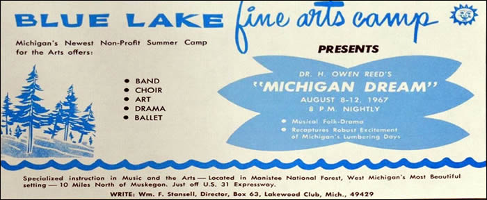 Blue Lake Fine Arts Camp - 1967 Ad (newer photo)